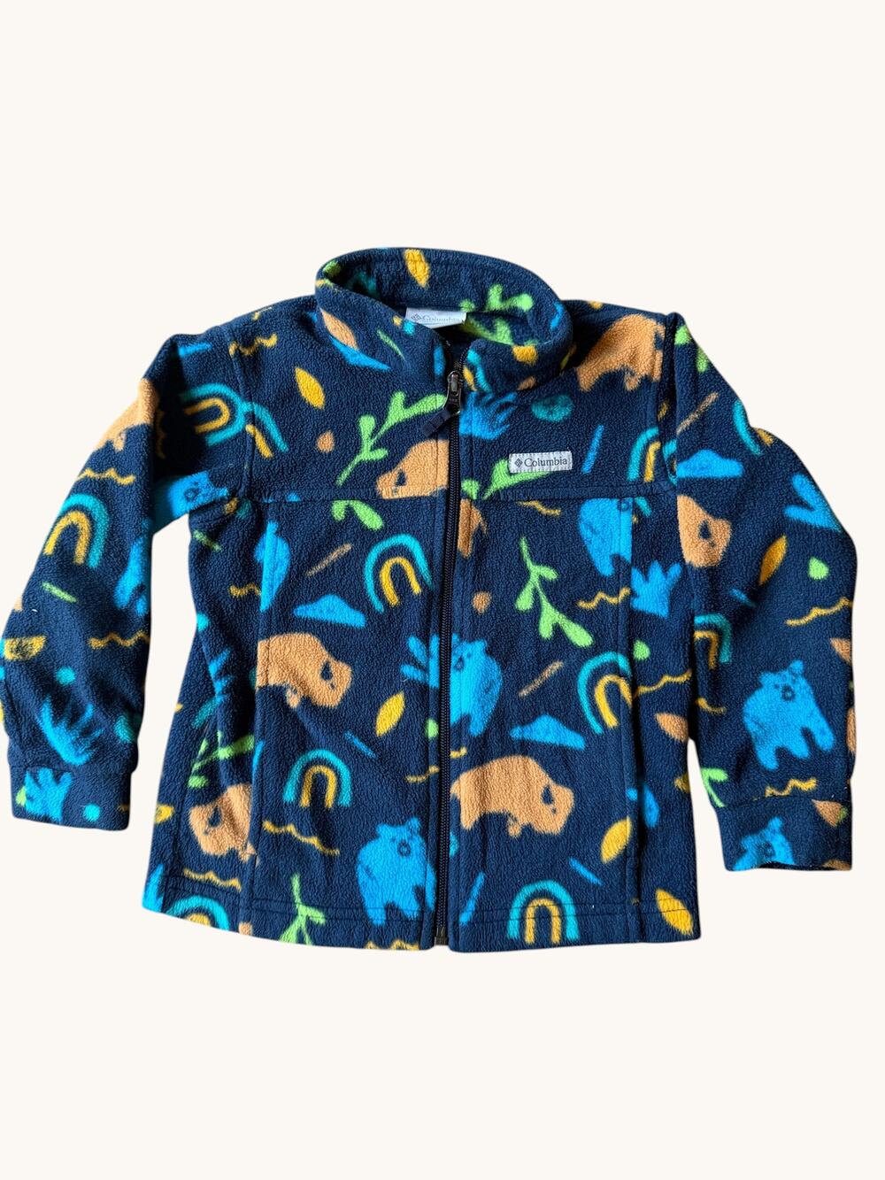 Columbia Fleece Full-Zip Jacket Kids Bison Bear Print Size 4T